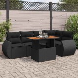 vidaXL Set mobilier de grădină cu perne, 6 piese, negru, poliratan 3327261