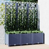 Cumpara ieftin Jardinieră de grădină cu spalier,albastru gri, 120x40x136 cm, PP