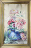Angiolina Santocono (1889-1969) - Vas cu flori, Acuarela/Hartie 30x50cm - Semnat