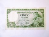 Spania 5 Pesetas 1954,bancnota din imagini &icirc;n stare foarte bună