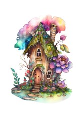 Sticker decorativ Casuta in copac, Multicolor, 78 cm, 5702ST foto