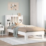 VidaXL Cadru de pat fără saltea, alb, 75x190 cm, lemn masiv de pin 3308868