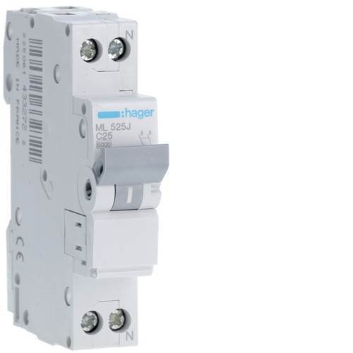 Siguranta automata 25A 1P+N Curba C 6Ka Hager ML525J