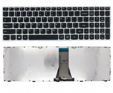 Tastatura laptop Lenovo G50-70 neagra cu rama gri si iluminare foto
