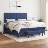 VidaXL Pat box spring cu saltea, albastru, 180x200 cm, material textil
