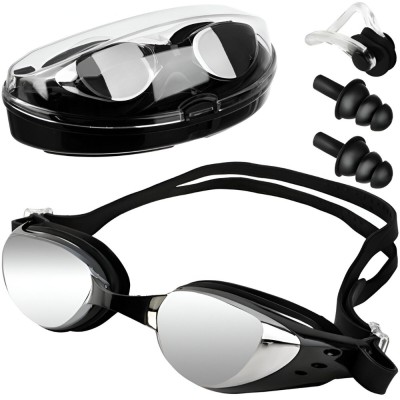 Set de Inot, Ochelari Anti-Aburire si Protectie UV, Lentile Oglinda Polarizate, Dopuri Urechi Moi Ajustabile, Cleste Nas, pentru Profesionisti si Amat foto