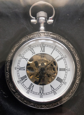 Ceas de buzunar - mecanic - argintat - The heritage collection - Loire - nou ! foto