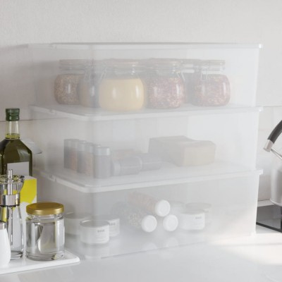 Cutii de depozitare din plastic, 3 buc., 25 L, stivuibile foto