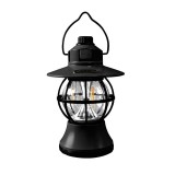 Lampa Camping Retro eMazing, Felinar LED, Acumulator 1200mAh, Reincarcabila, 20cm, 3 Moduri, ABS, Neagra