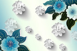 Cumpara ieftin Tablou canvas Flori albastre si albe, 60 x 40 cm