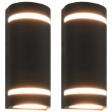 vidaXL Lămpi de perete pentru exterior 2 buc. negru 35 W semirotund