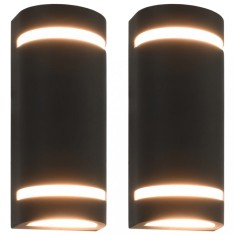 vidaXL Lămpi de perete pentru exterior 2 buc. negru 35 W semirotund