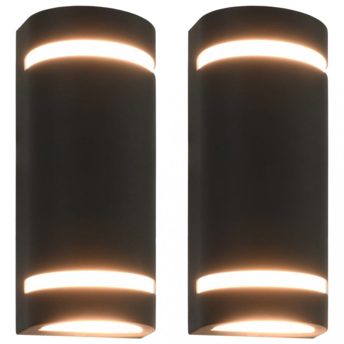 vidaXL Lămpi de perete pentru exterior 2 buc. negru 35 W semirotund 45649