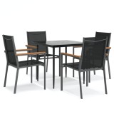 Set mobilier de gradina, 5 piese, negru, textilena si otel