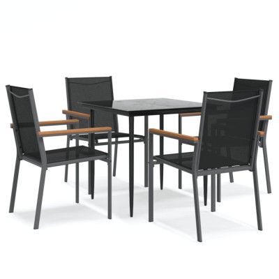 Set mobilier de gradina, 5 piese, negru, textilena si otel foto