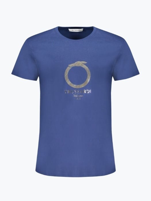 Tricou barbati din bumbac cu decolteu la baza gatului, Albastru inchis, L