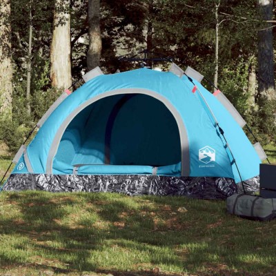 vidaXL Cort de camping pentru 4 persoane, setare rapidă, albastru foto