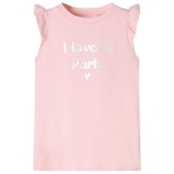 Tricou pentru copii cu m&acirc;neci cu volane, roz pal, 104