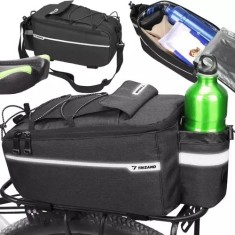 Geanta termica pentru portbagaj bicicleta, benzi reflectorizante, maner transport, poliester/folie aluminiu, negru