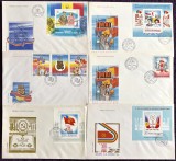 1967-1989 FDC Romania - Lot rar de 35 plicuri prima zi tematica Propaganda comunista, Ceausescu, PCR, UTC, RSR