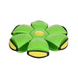 Minge zburatoare transformabila in disc frisbee, cu iluminare LED - Verde