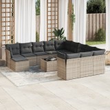 Gossi set mobilier de gradina cu perne, 13 piese, gri, poliratan