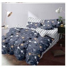 Lenjerie pat dublu,bumbac finet,6 piese,cearceaf cu elastic 180x200cm, cearceaf pilota 200x230cm, 2 fete de perna 50x70, 2 fete de perna 70x70-A1135