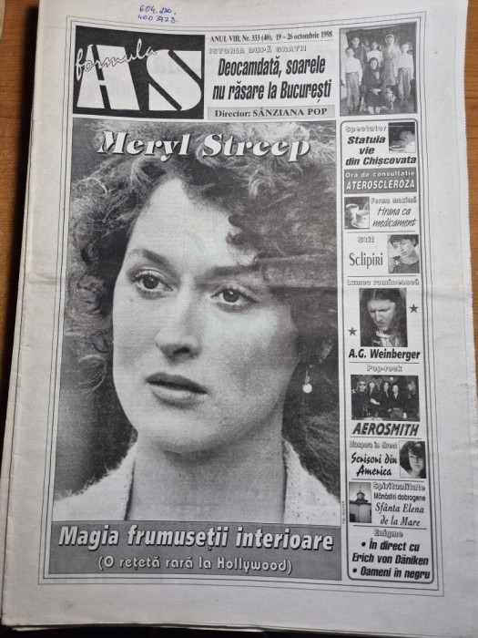 ziarul formula as 19 -26 octombrie 1998 - meryl streep , formatia aerosmith