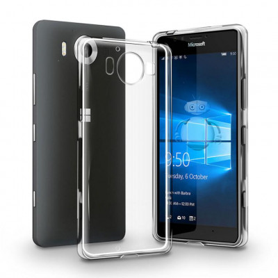 Husa Telefon Silicon Microsoft Lumia 950 Clear Grey Ultra Thin foto