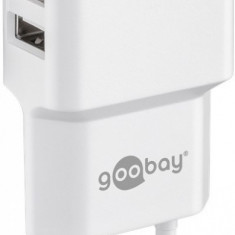 Incarcator priza 2 x USB 2.4A Alb, Goobay 44952
