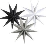 Set de 3 stele decorative Camilife , hartie, negru/alb/gri, 30 cm