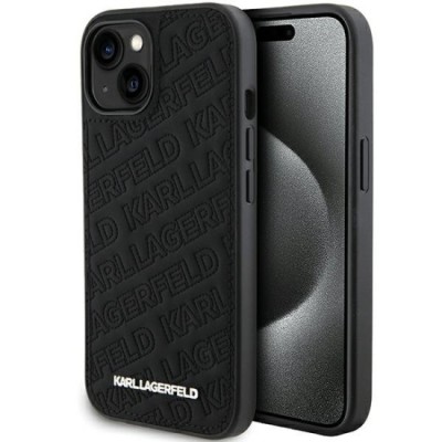 Husa pentru iPhone 15 Plus / iPhone 14 Plus - Karl Lagerfeld Diagonal Quilted K Pattern (KLHCP15MPQKPMK) - Black foto