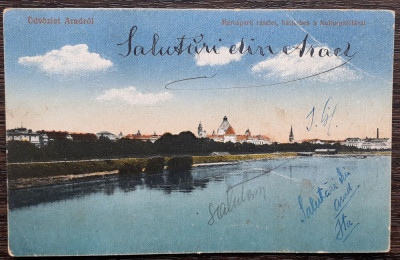 (92) CARTE POSTALA ROMANIA - ARAD - VEDERE DE PE MURES - 1921 foto