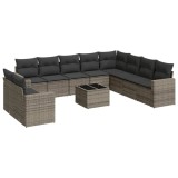 Cumpara ieftin Set canapele de gradina cu perne, 11 piese, gri, poliratan