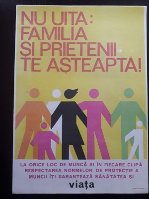 AF34 Afiș protecția muncii, Rom&amp;acirc;nia comunistă foto