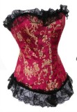 W46 Corset elegant cu model brocart auriu si dantela