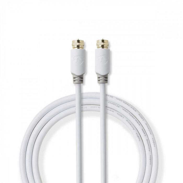 Cablu coaxial Nedis F tata - F tata 2m alb cupru dublu izolat