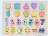 Cumpara ieftin Puzzle incastru lemn- Cifre, forme si simboluri matematice, Wooden Toys