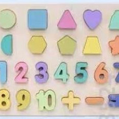 Puzzle incastru lemn- Cifre, forme si simboluri matematice