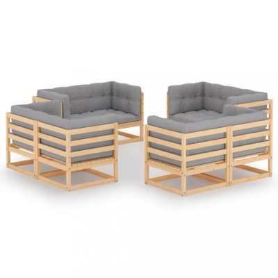 Gossi set mobilier de gradina cu perne, 8 piese, lemn masiv de pin foto