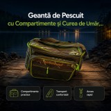 Geantă de Pescuit cu Compartimente și Curea de Umăr, Verde