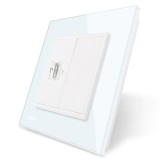Priza simpla HDMI Livolo VL-C791HD-11, rama din sticla, alb