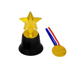 Cupa si medalie aurie, Stea, 2 piese, Plastic, ATU-084612