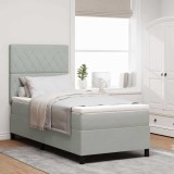 VidaXL Pat box spring cu saltea &amp; LED, gri deschis, 100x200 cm catifea