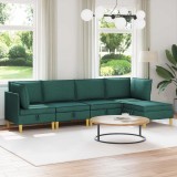 vidaXL Set de mobilier pentru living 5 pcs Verde &icirc;nchis Țesătură 3413701