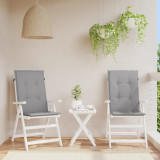 VidaXL Perne scaun cu spătar &icirc;nalt, 2 buc., gri, 120x50x3 cm, textil