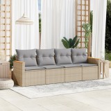 vidaXL Set canapele de grădină, 4 piese, cu perne, mix bej, poliratan 3225772