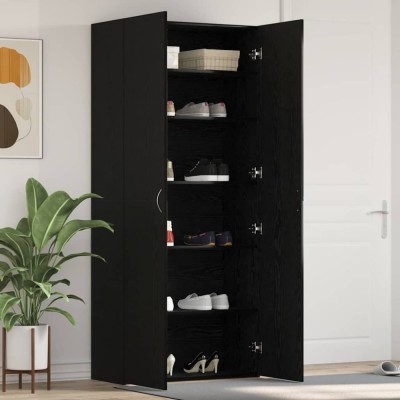 vidaXL Dulap pentru pantofi Negru 80 x 35.5 x 180 cm Lemn compozit foto