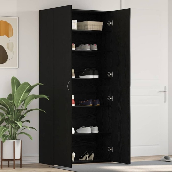 vidaXL Dulap pentru pantofi Negru 80 x 35.5 x 180 cm Lemn compozit