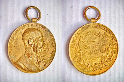 A718-Medalia Franz Josepf Signum Memoriae Imparatul Austro Ungaria bronz. foto